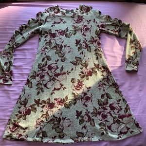 Grey dress with purple flowers